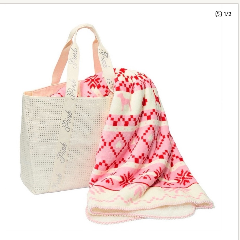 Victoria's Secret Pink Tote Bag with Cozy Blanket - Picture 9 of 9